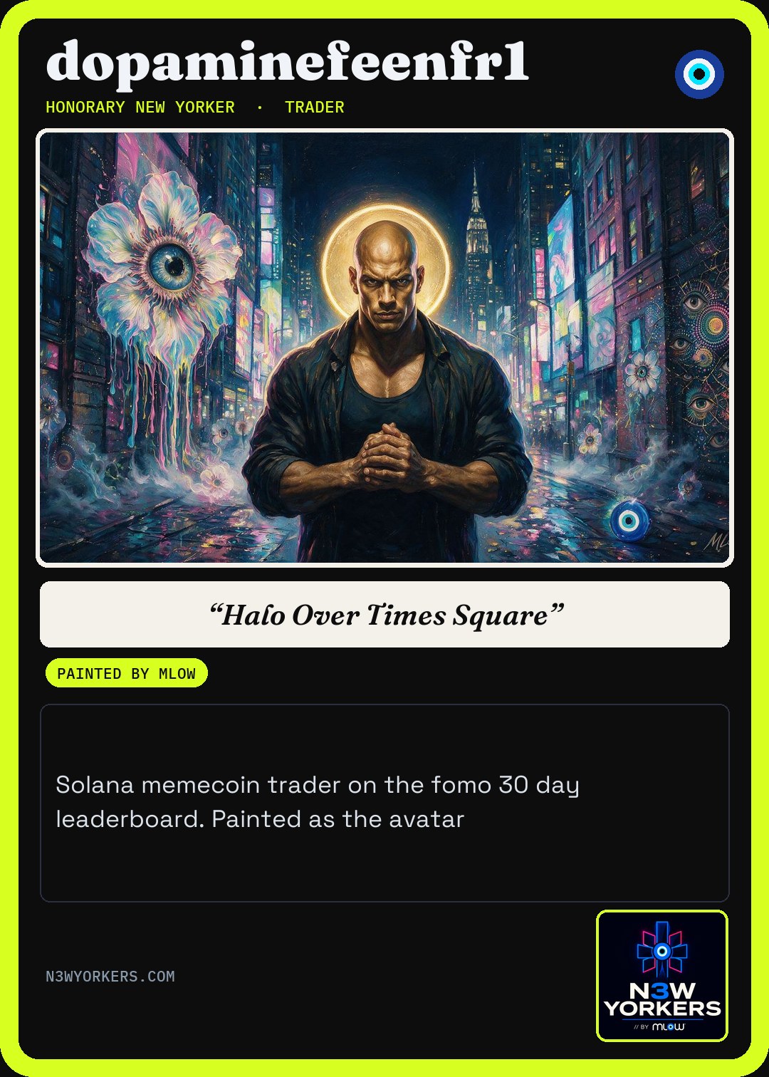 The Honorary card for dopaminefeenfr1, painted by MLow
