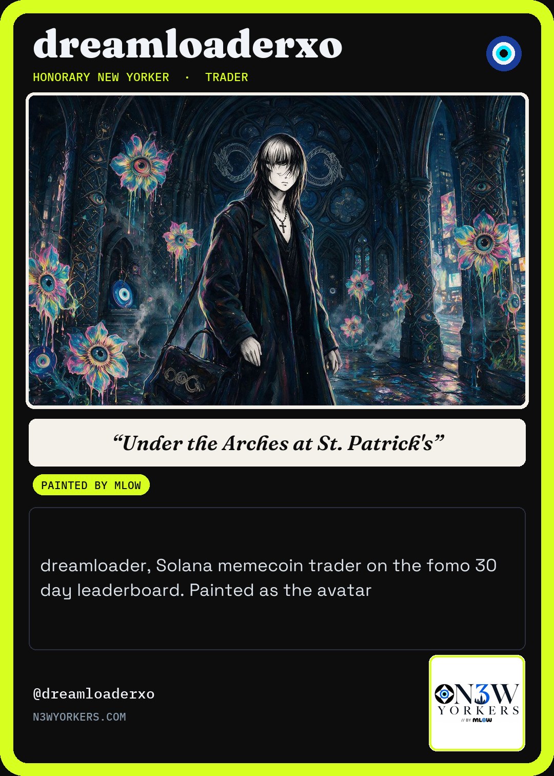 The Honorary card for dreamloaderxo, painted by MLow