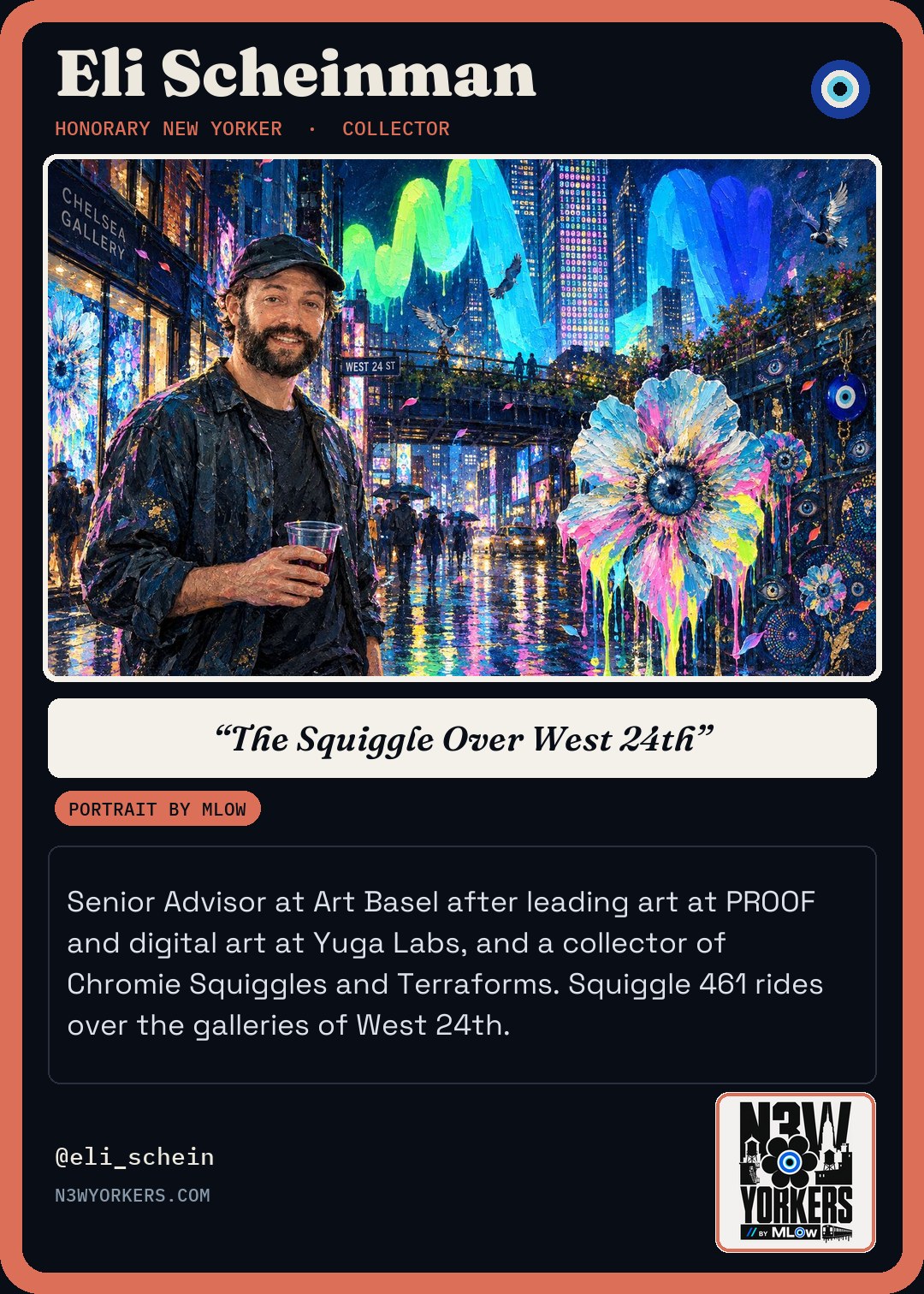 The Honorary card for Eli Scheinman, portrait by MLow