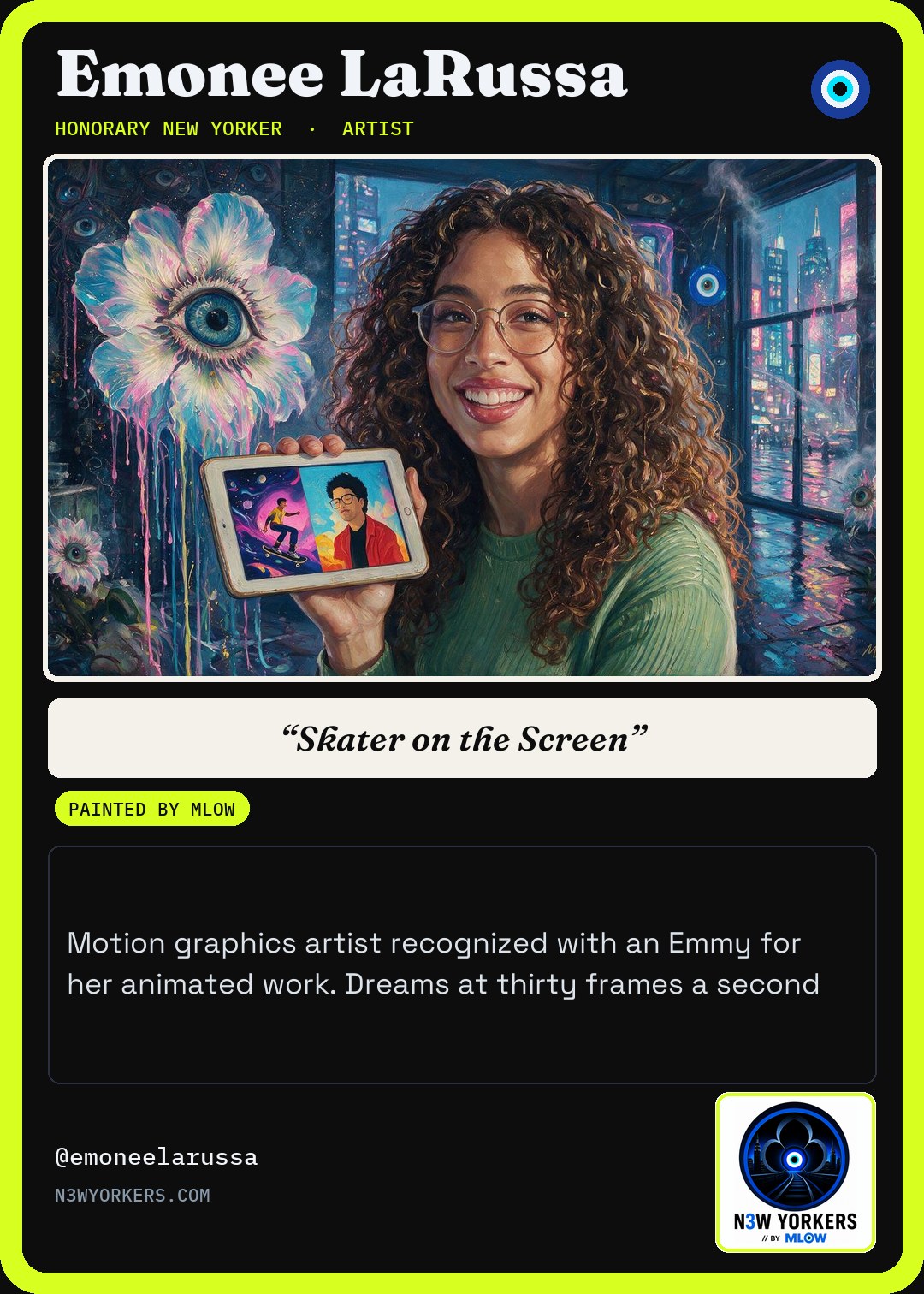 The Honorary card for Emonee LaRussa, painted by MLow