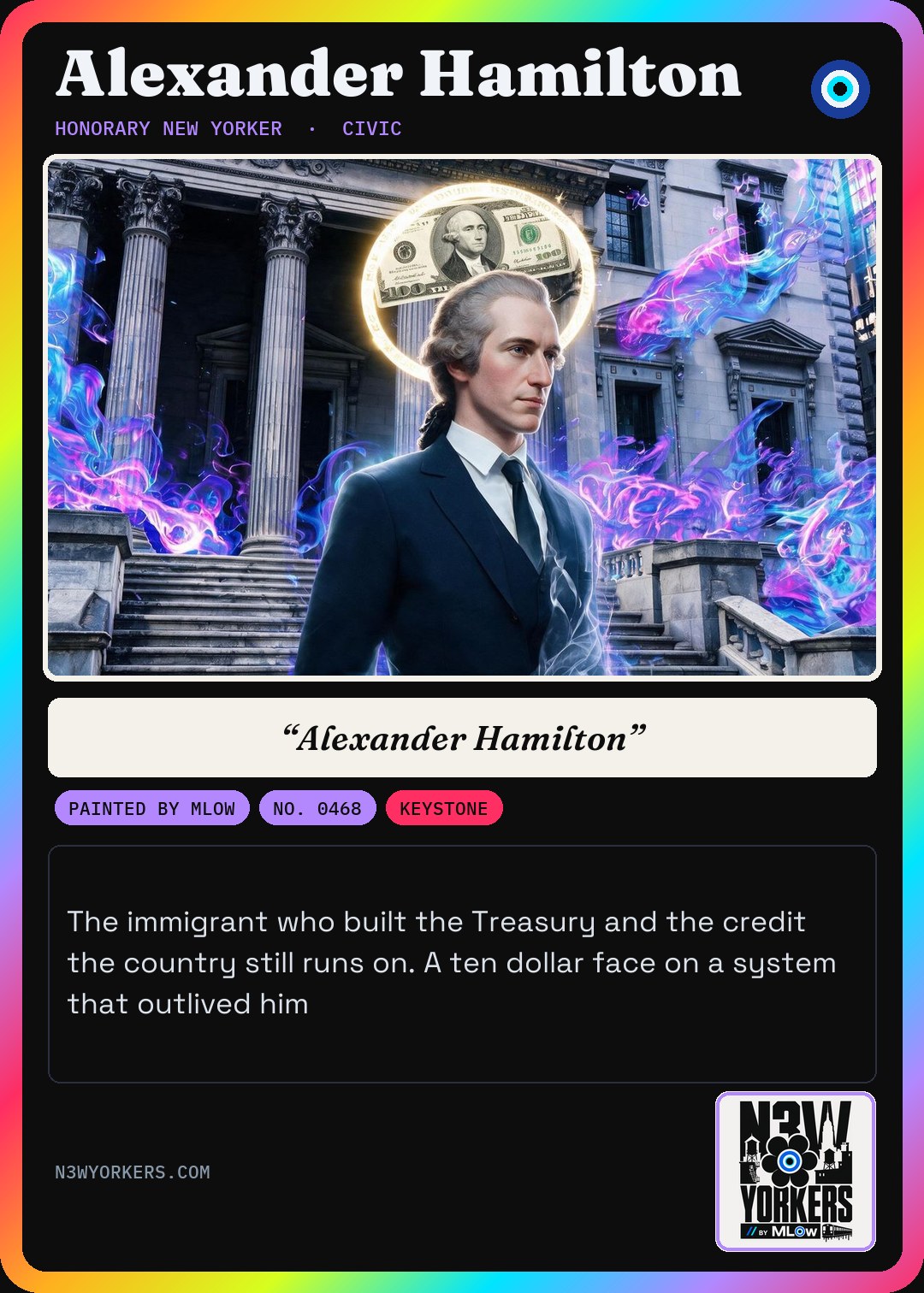 The Honorary card for Alexander Hamilton, painted by MLow