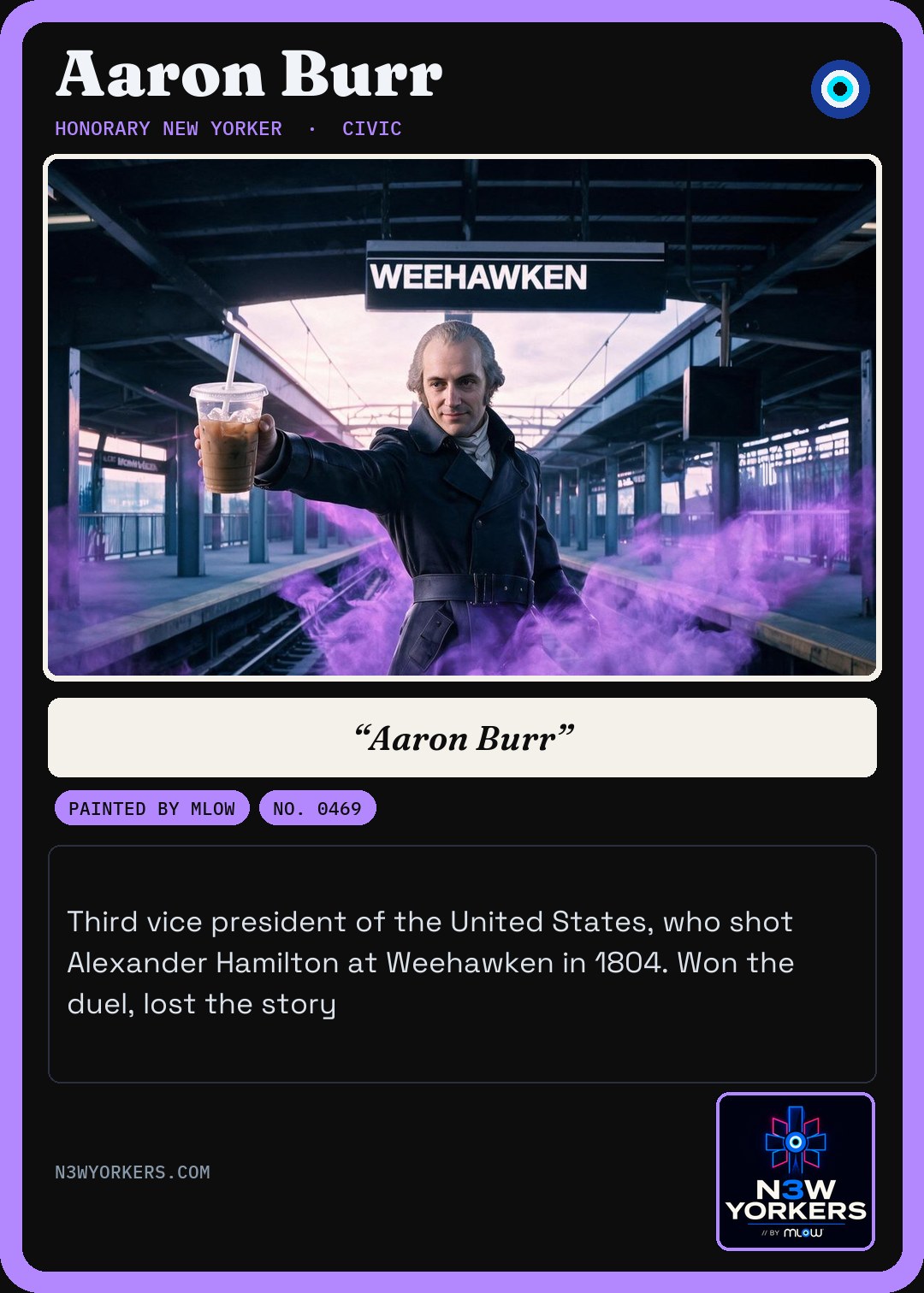 The Honorary card for Aaron Burr, painted by MLow