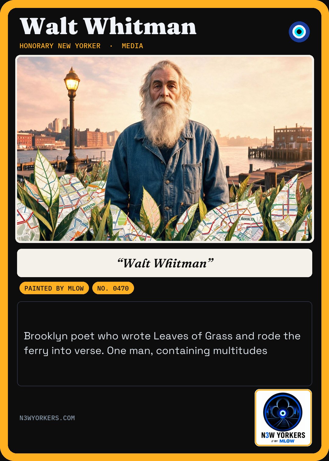The Honorary card for Walt Whitman, painted by MLow