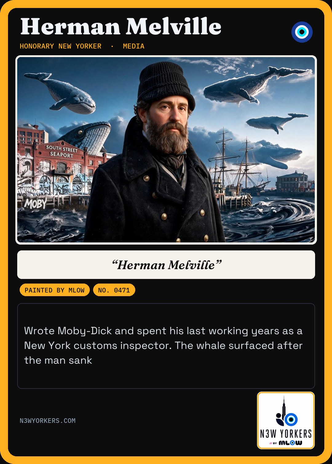 The Honorary card for Herman Melville, painted by MLow