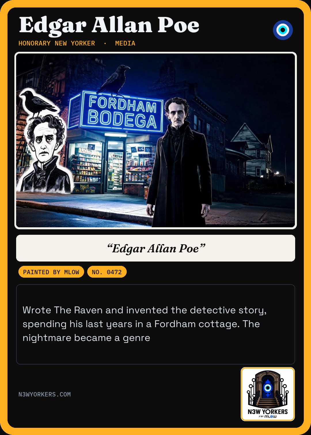 The Honorary card for Edgar Allan Poe, painted by MLow
