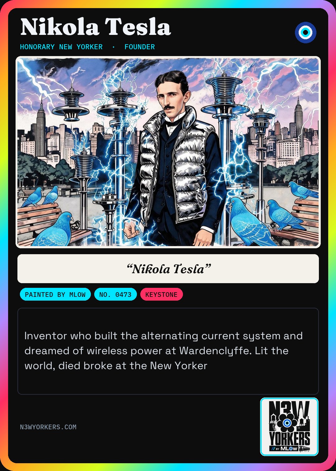 The Honorary card for Nikola Tesla, painted by MLow
