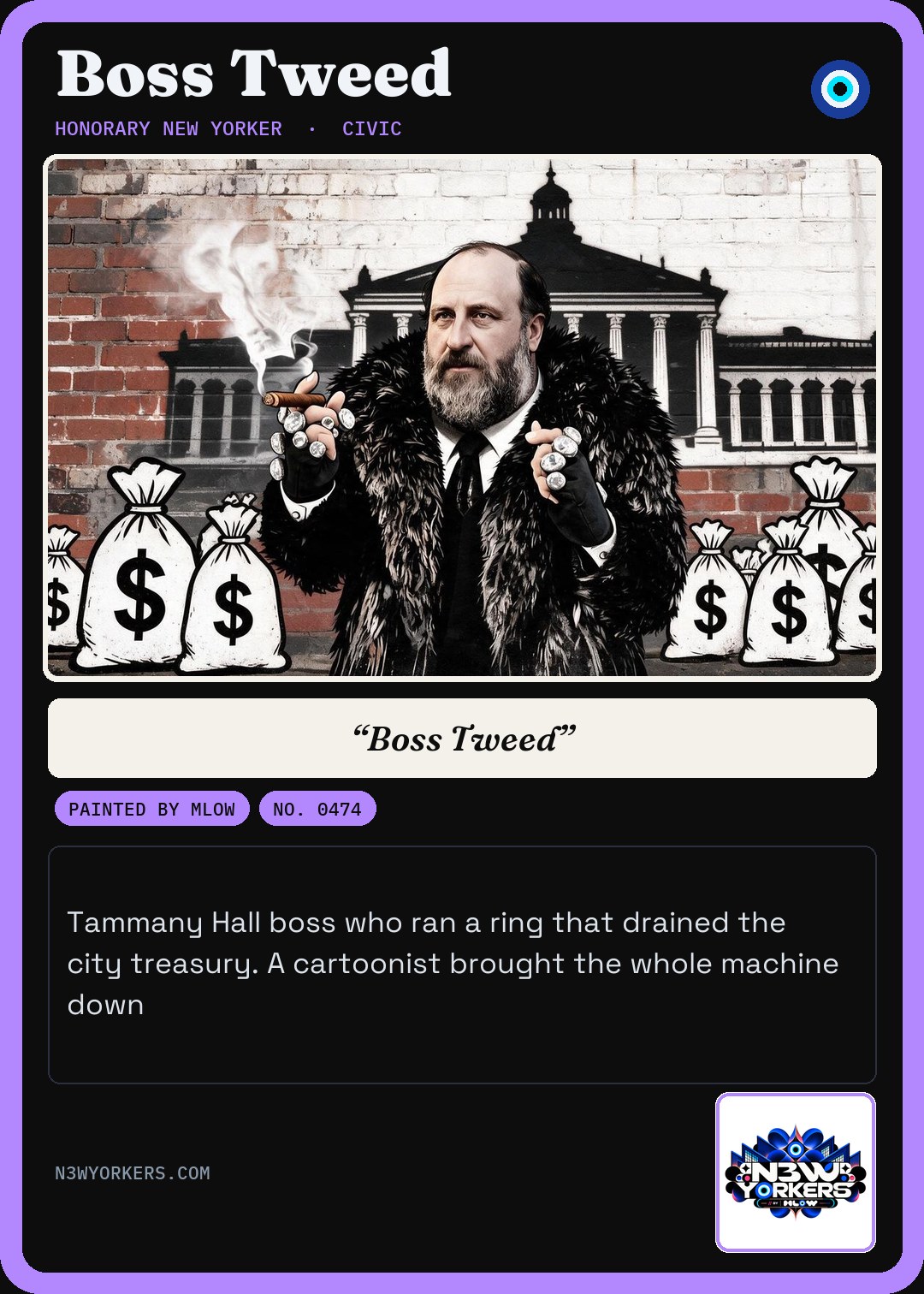 The Honorary card for Boss Tweed, painted by MLow