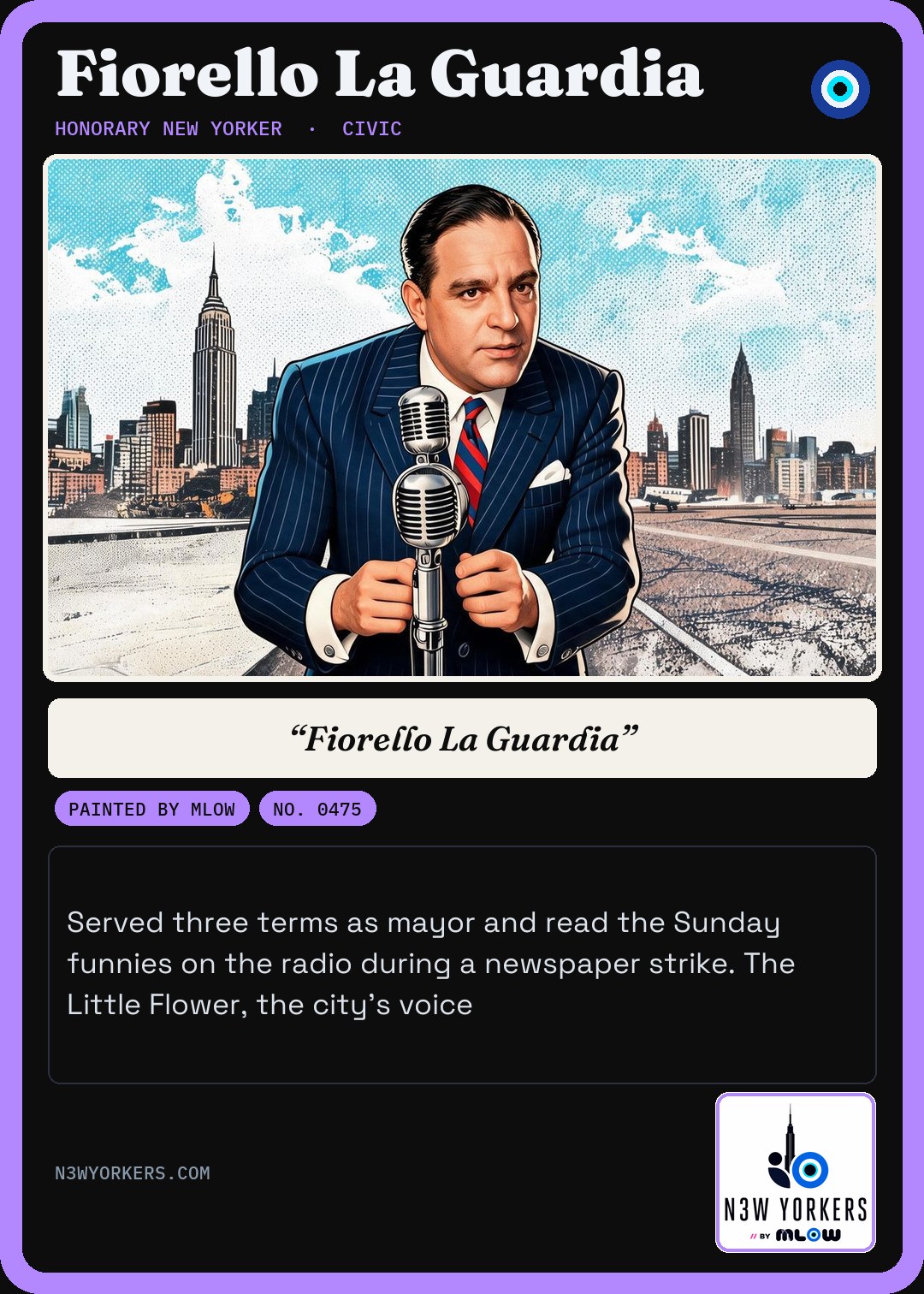 The Honorary card for Fiorello La Guardia, painted by MLow