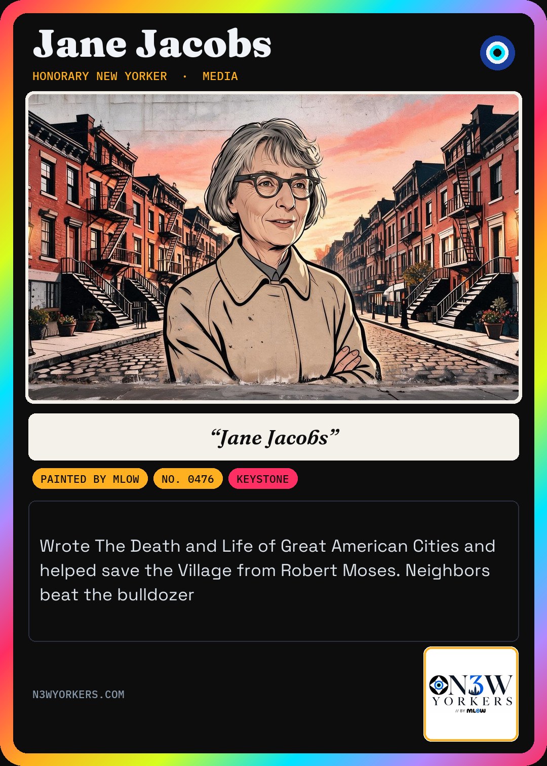 The Honorary card for Jane Jacobs, painted by MLow