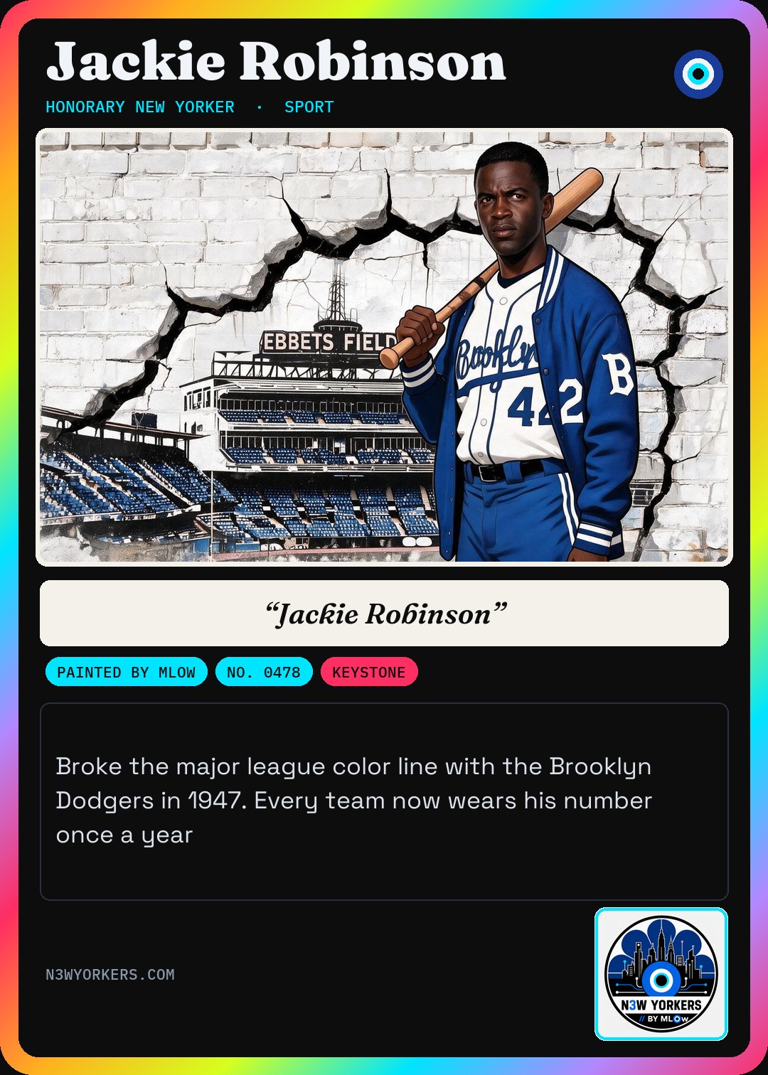 The Honorary card for Jackie Robinson, painted by MLow