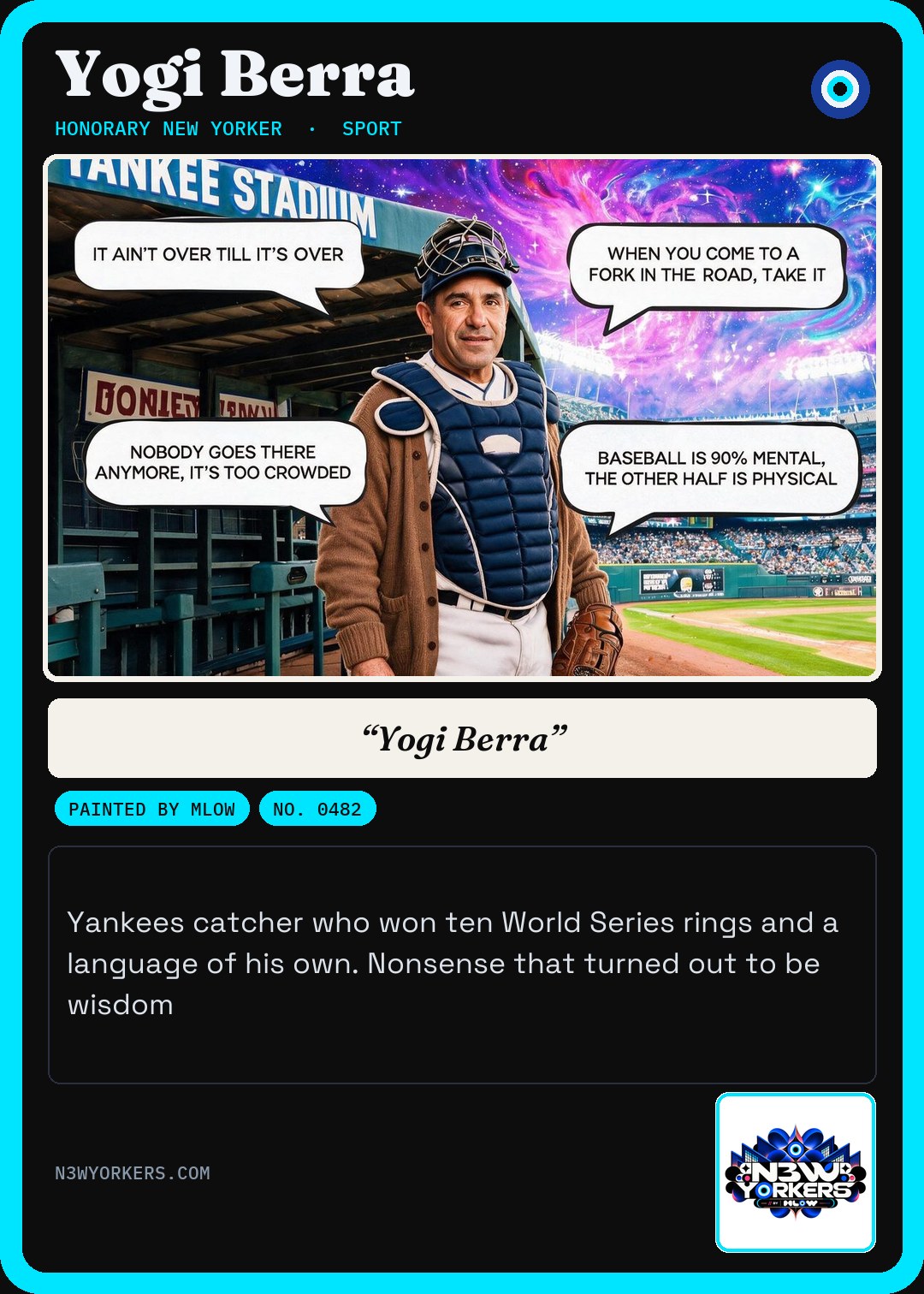 The Honorary card for Yogi Berra, painted by MLow