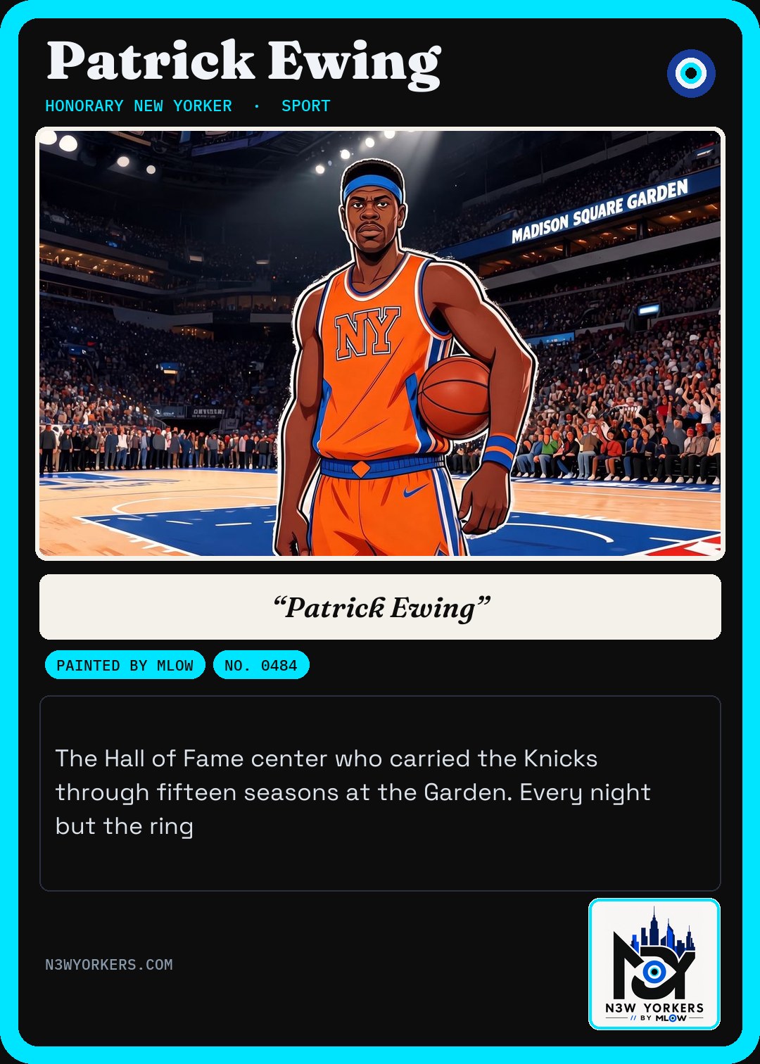The Honorary card for Patrick Ewing, painted by MLow