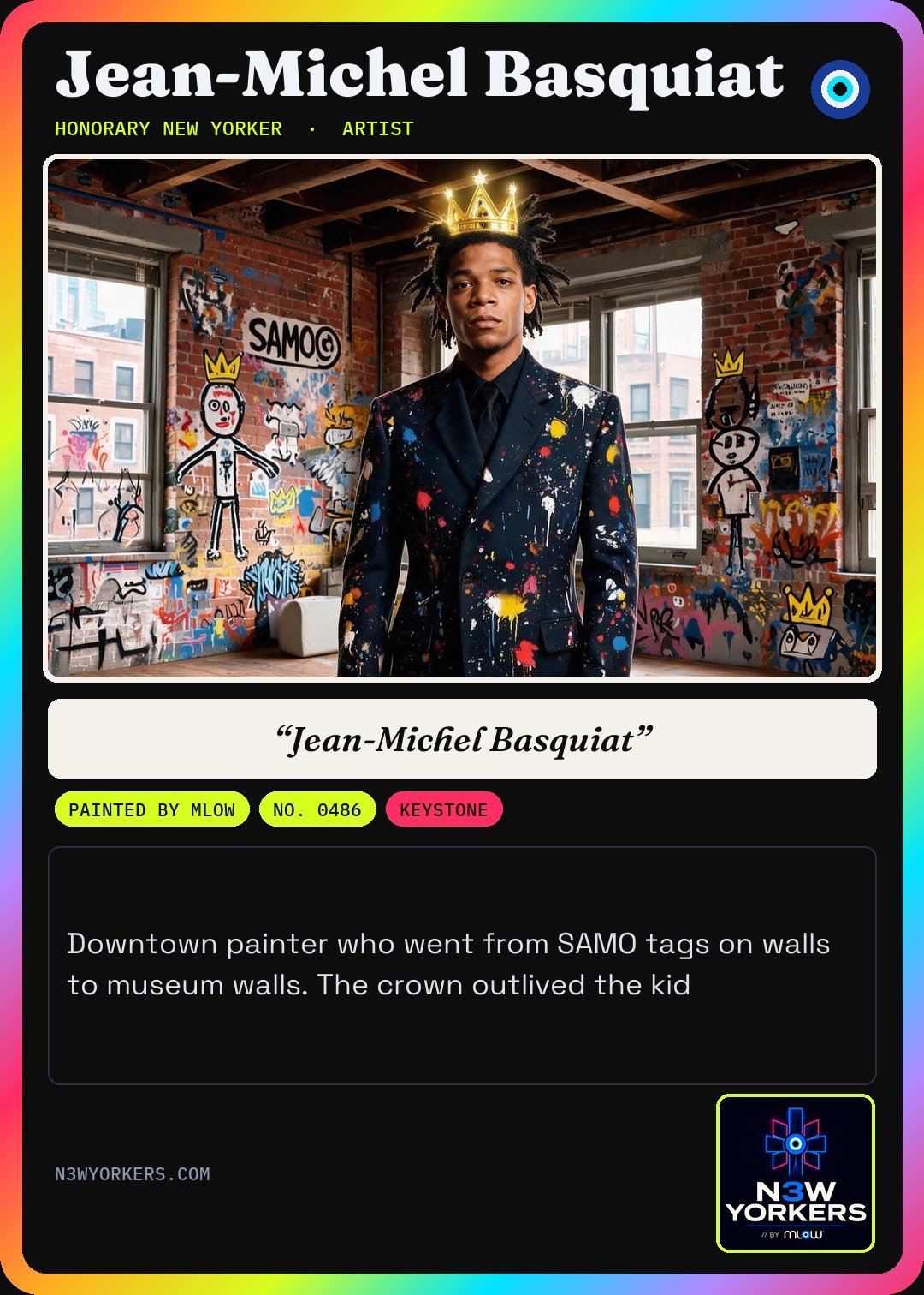 The Honorary card for Jean-Michel Basquiat, painted by MLow