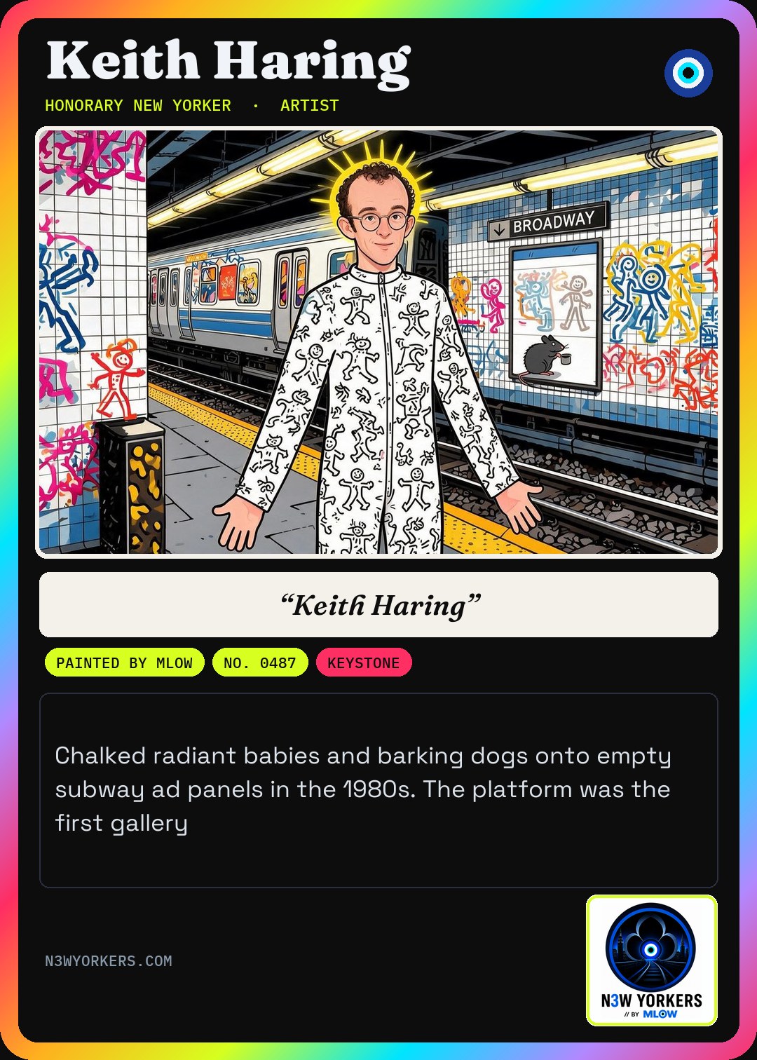 The Honorary card for Keith Haring, painted by MLow