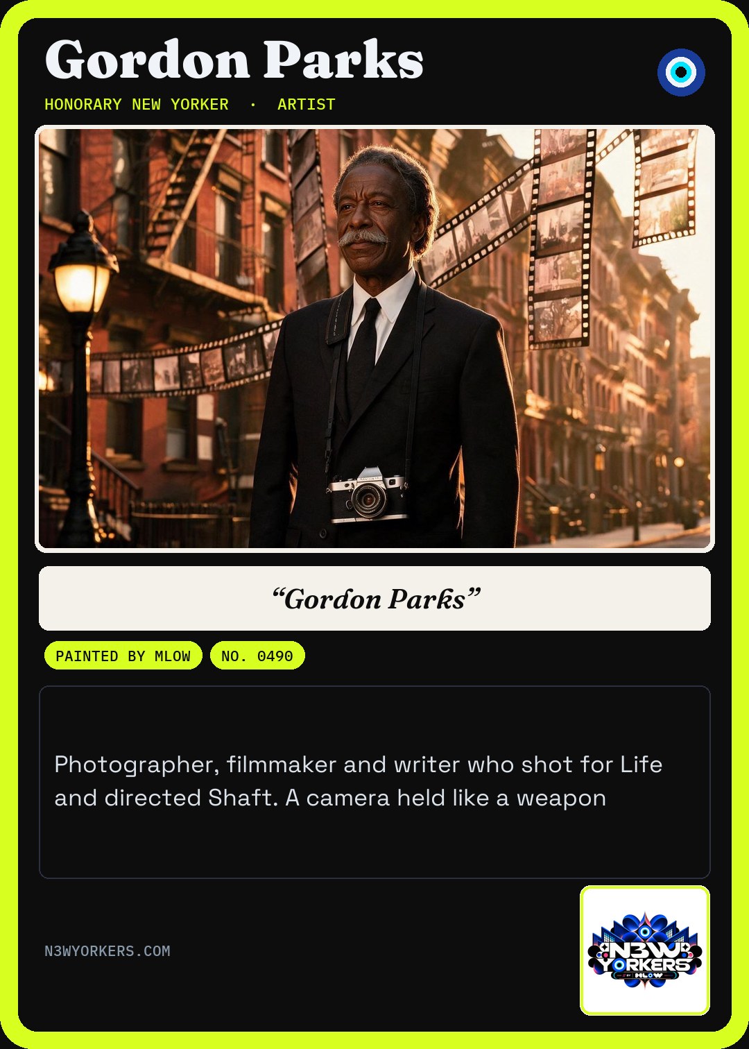 The Honorary card for Gordon Parks, painted by MLow