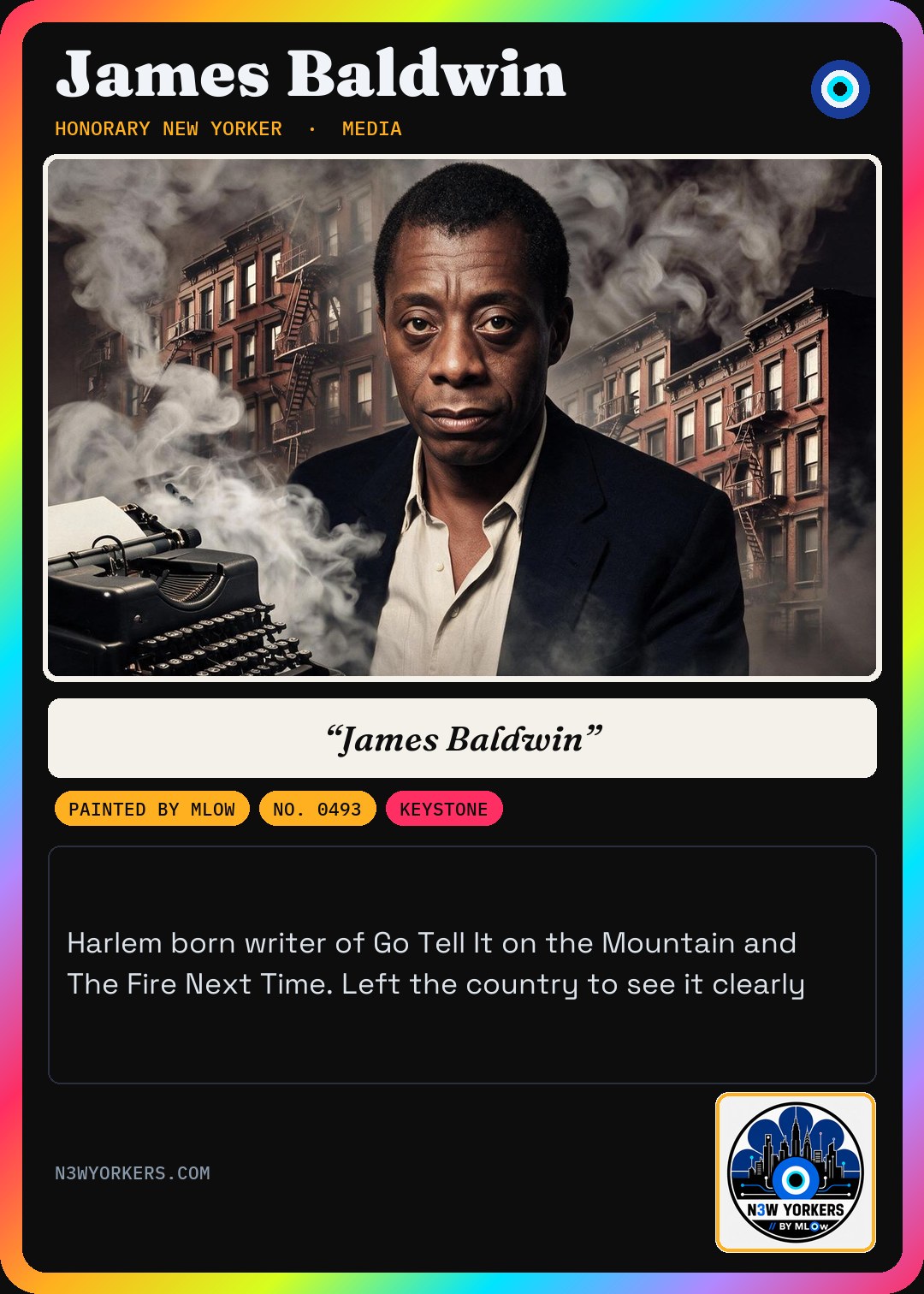 The Honorary card for James Baldwin, painted by MLow