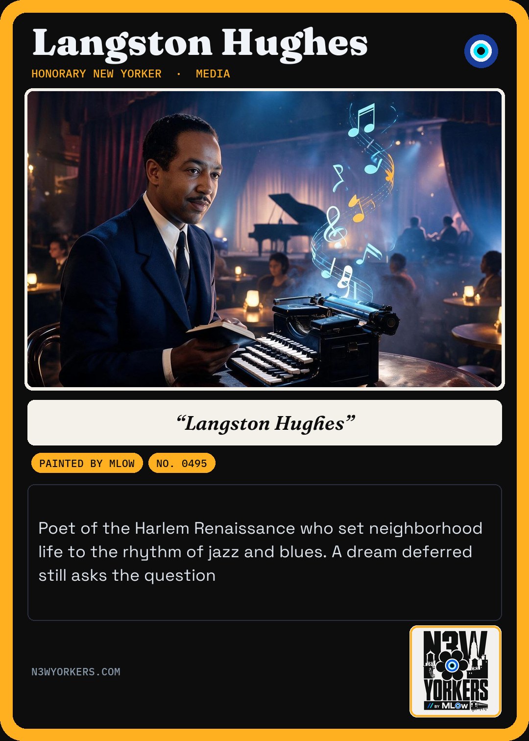The Honorary card for Langston Hughes, painted by MLow