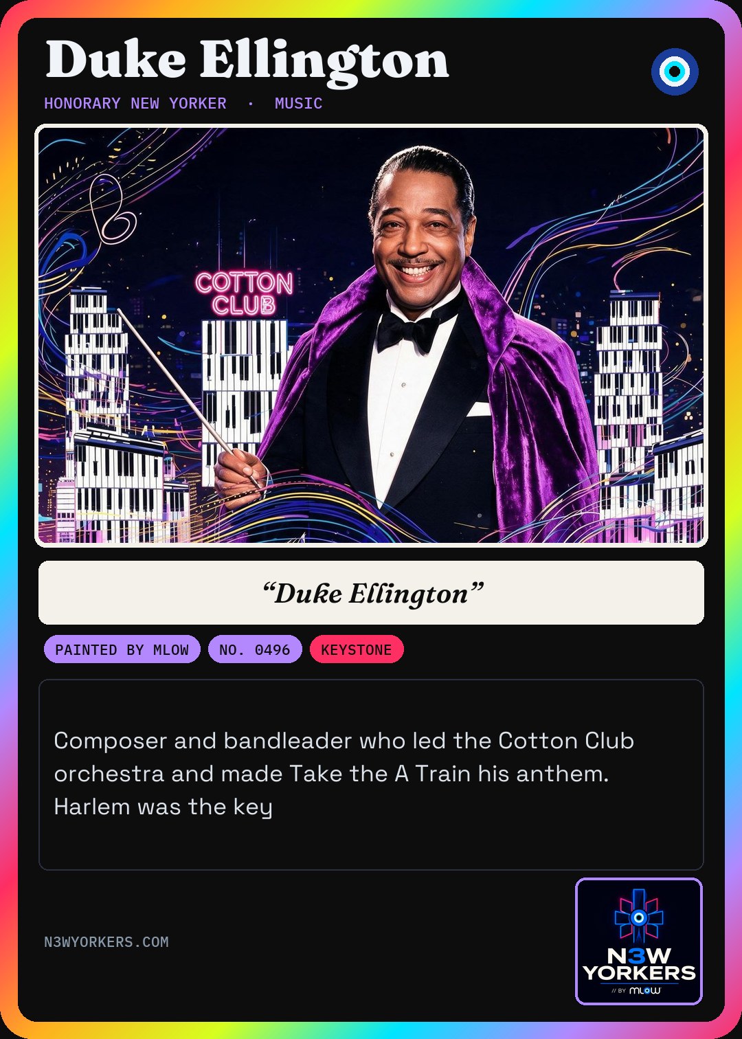 The Honorary card for Duke Ellington, painted by MLow