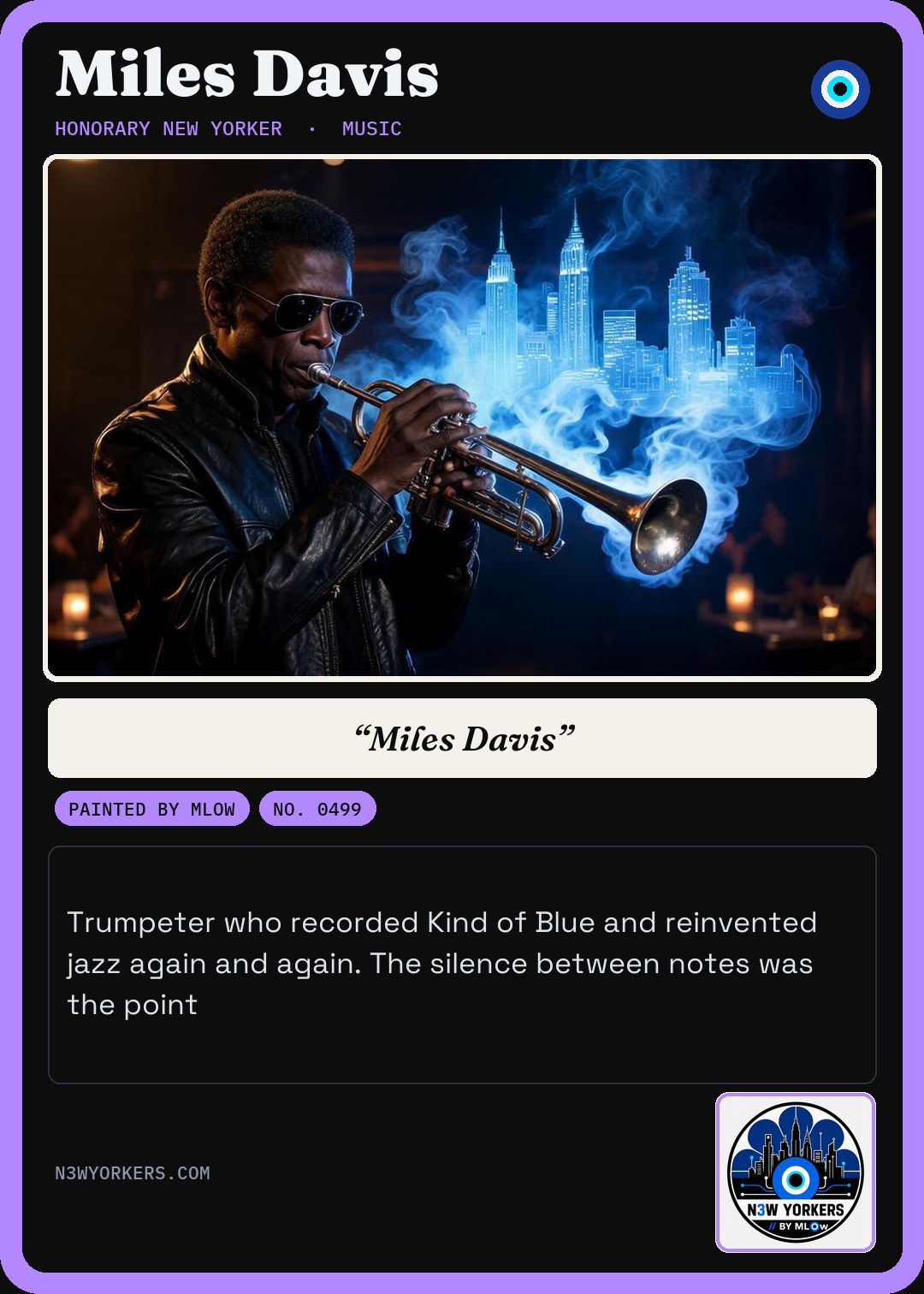 The Honorary card for Miles Davis, painted by MLow