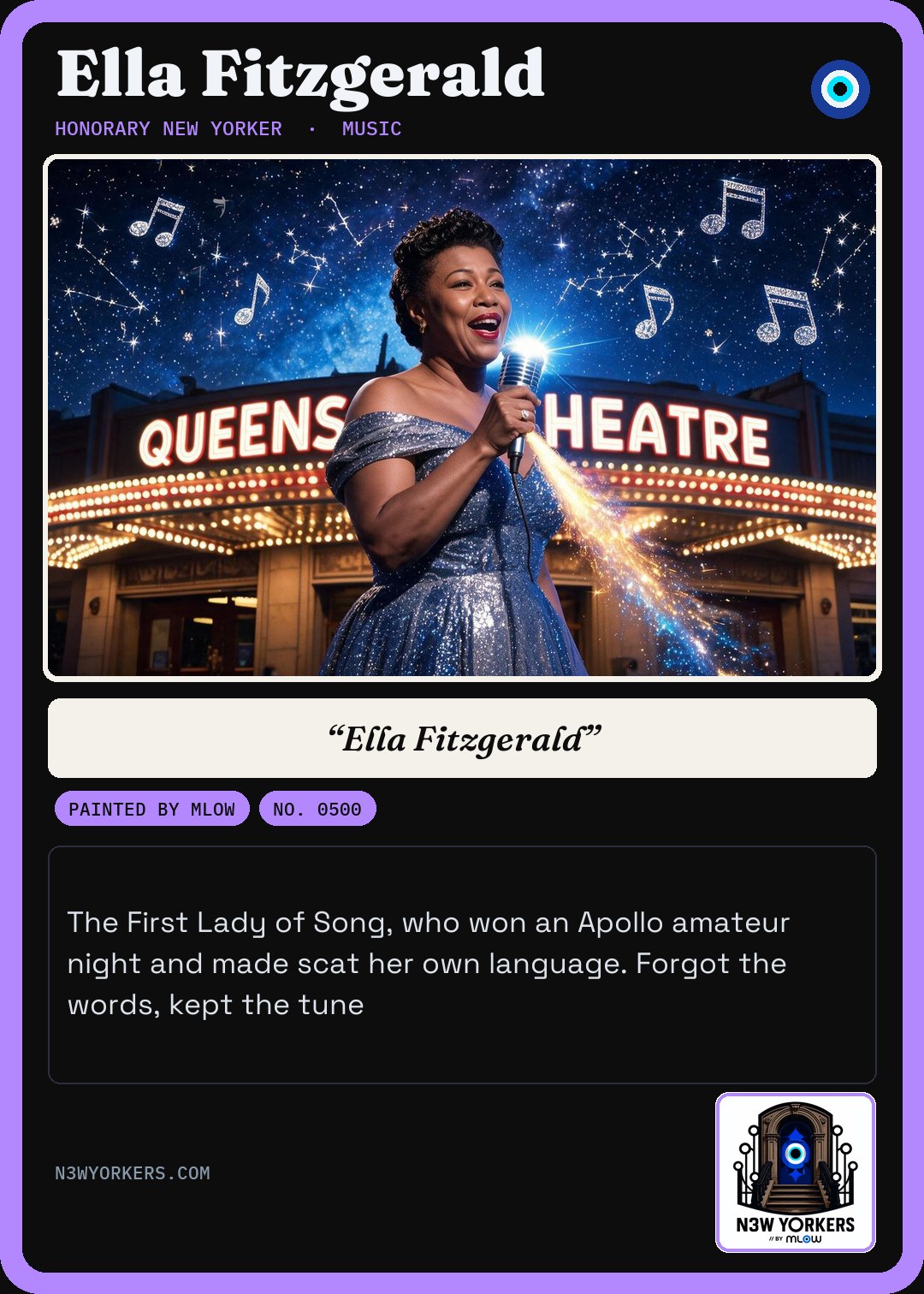 The Honorary card for Ella Fitzgerald, painted by MLow