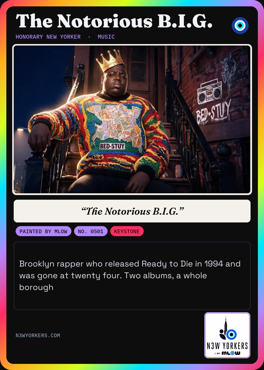 The Honorary card for The Notorious B.I.G., painted by MLow