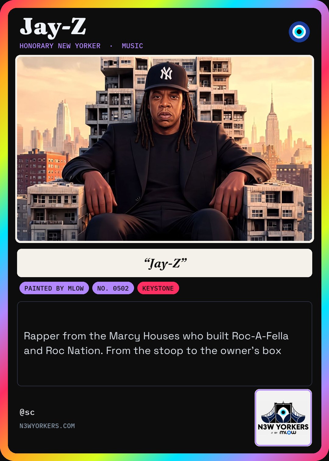 The Honorary card for Jay-Z, painted by MLow