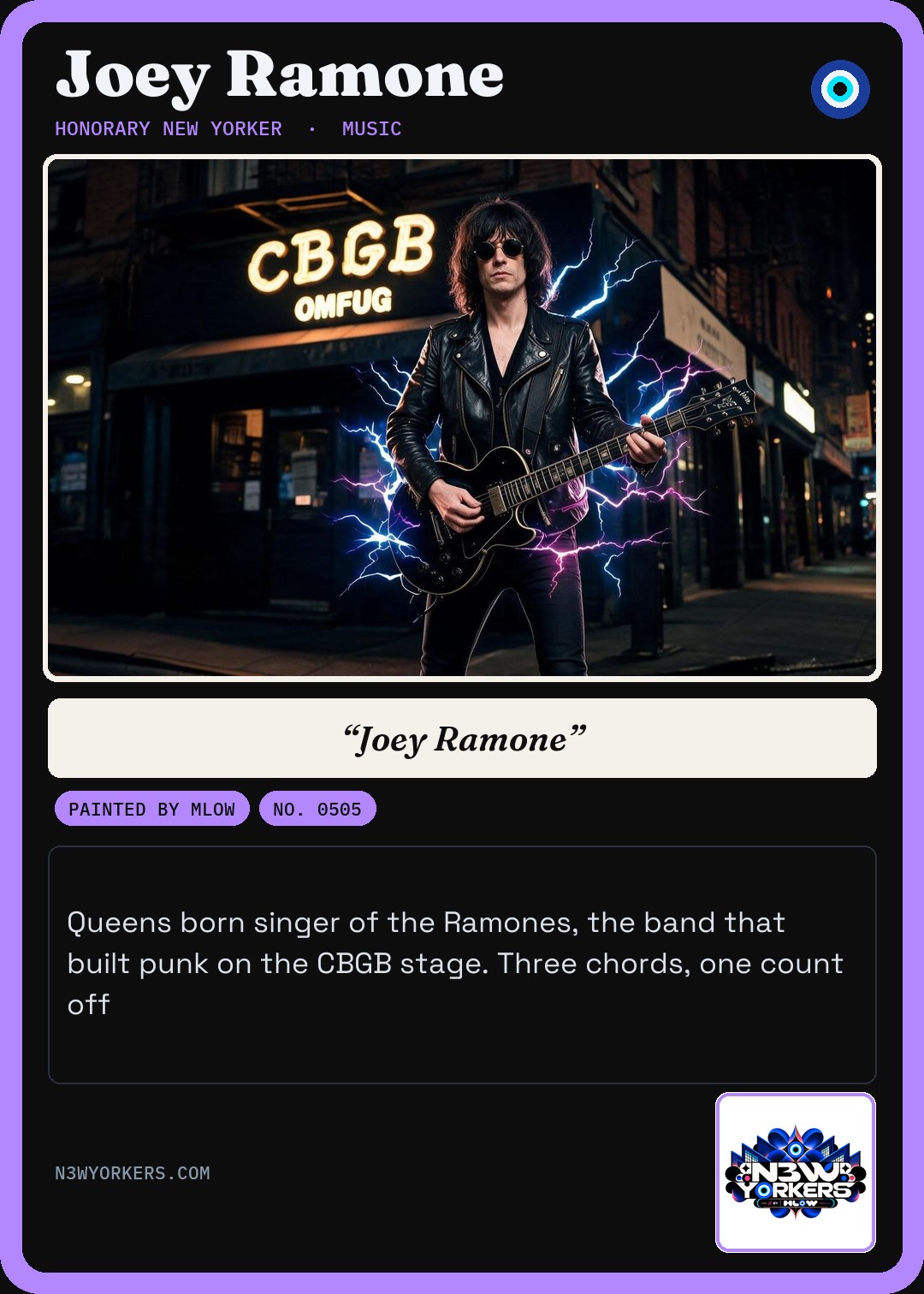 The Honorary card for Joey Ramone, painted by MLow