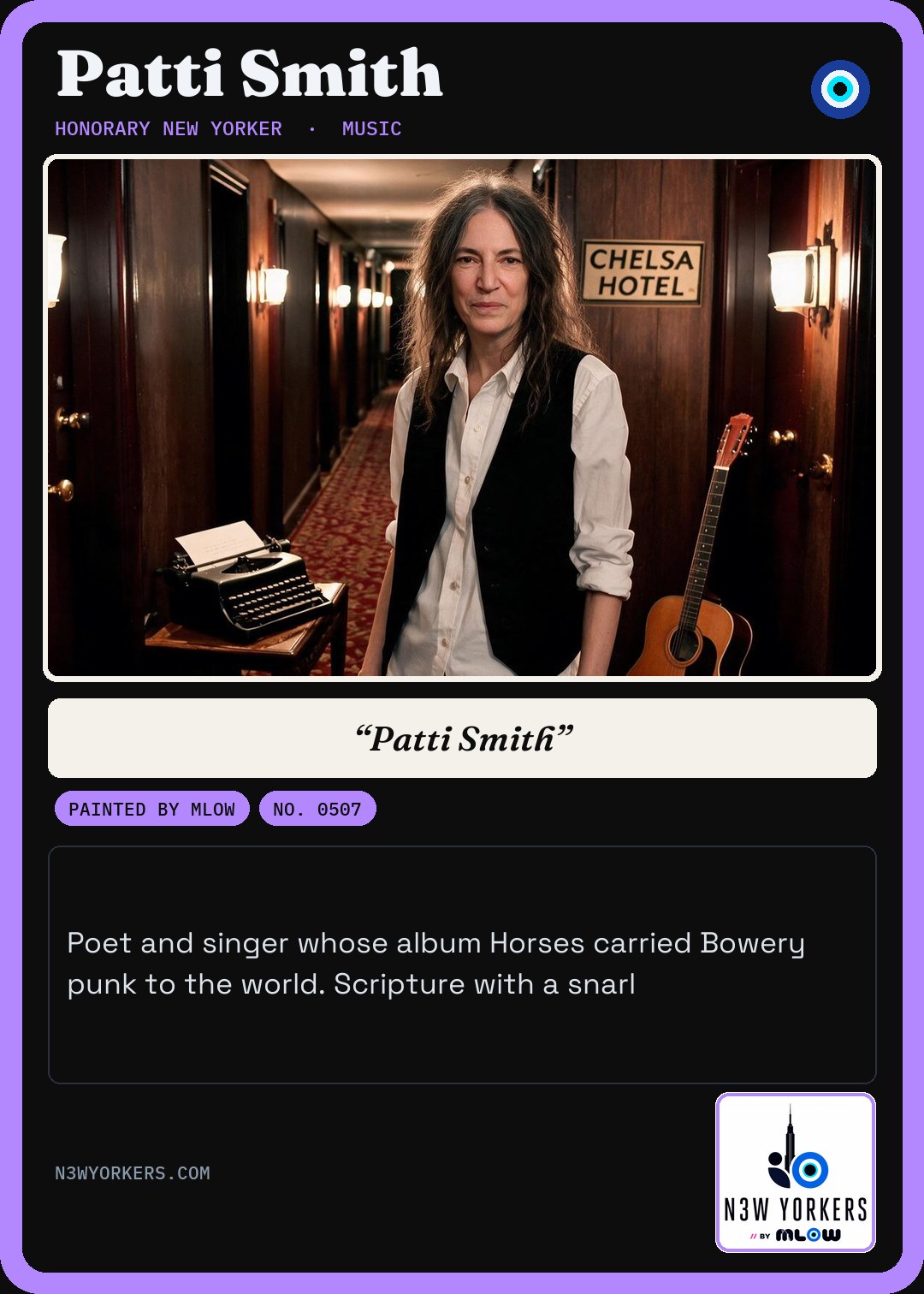 The Honorary card for Patti Smith, painted by MLow