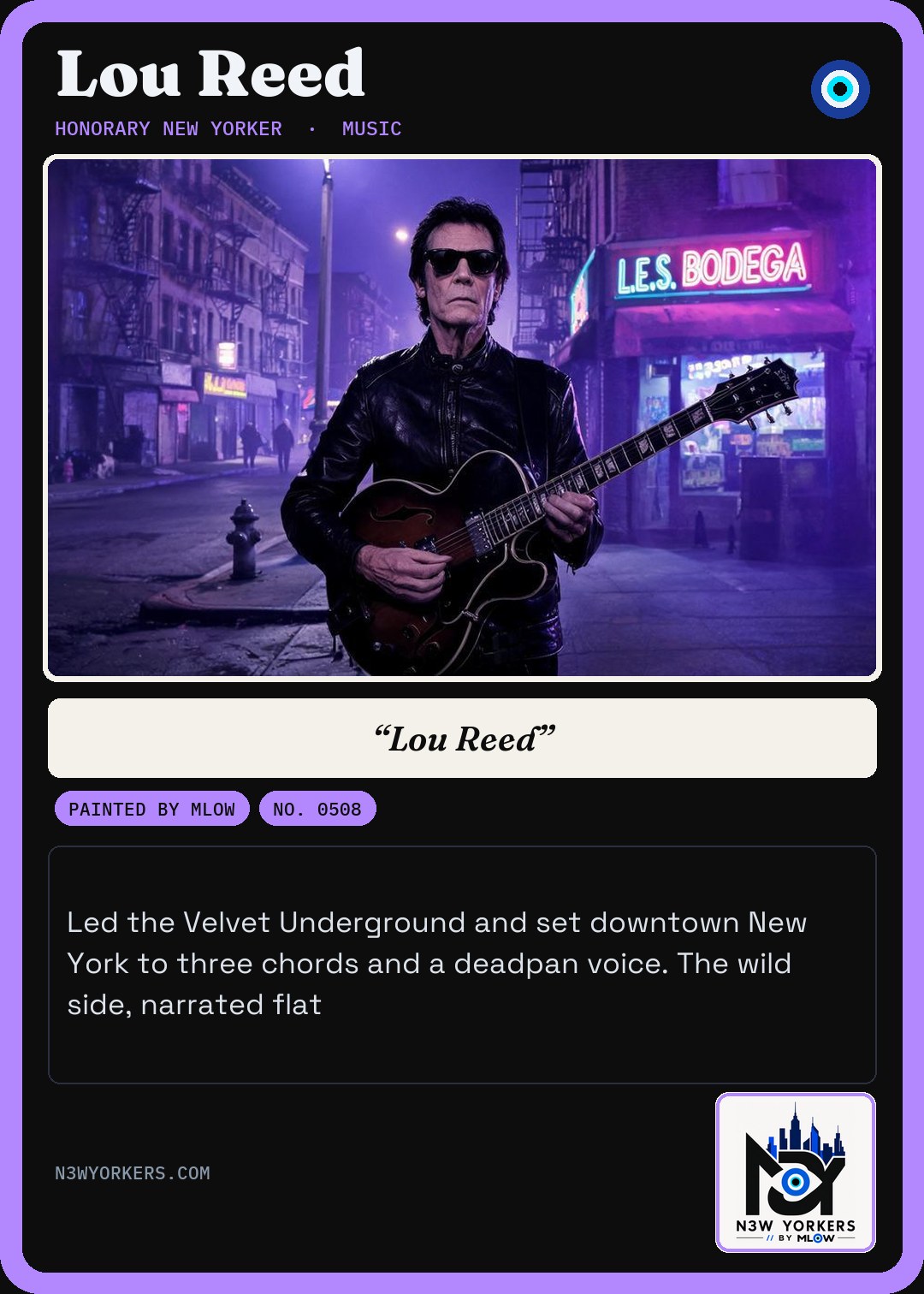 The Honorary card for Lou Reed, painted by MLow