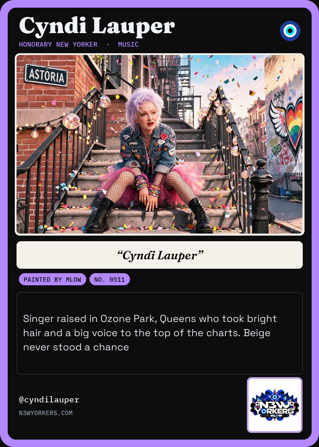 The Honorary card for Cyndi Lauper, painted by MLow