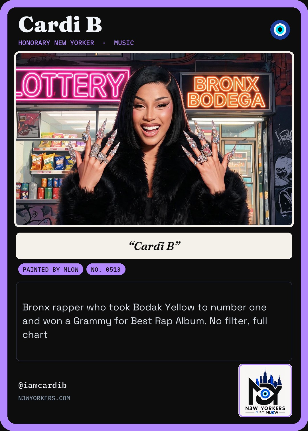 The Honorary card for Cardi B, painted by MLow