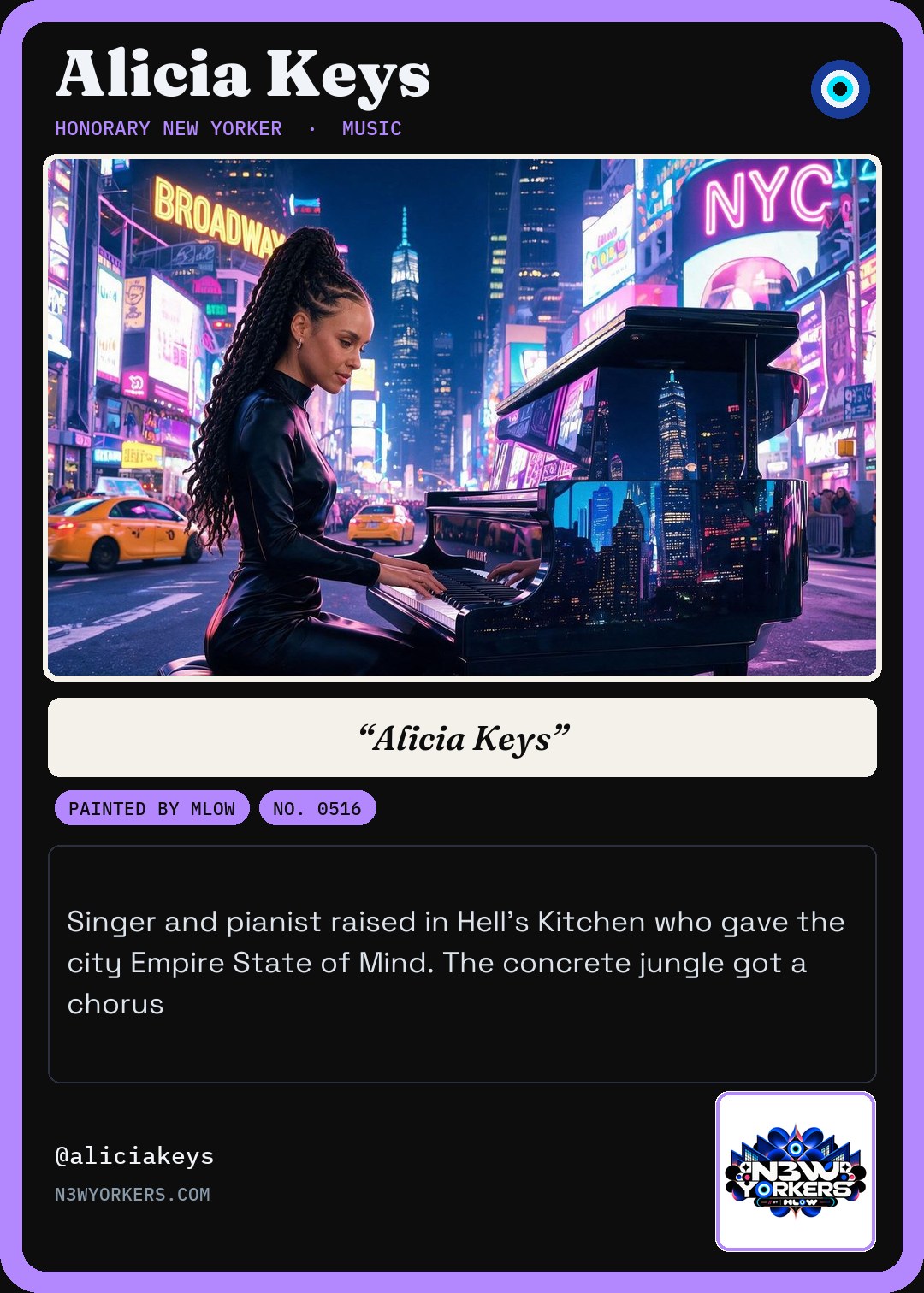 The Honorary card for Alicia Keys, painted by MLow