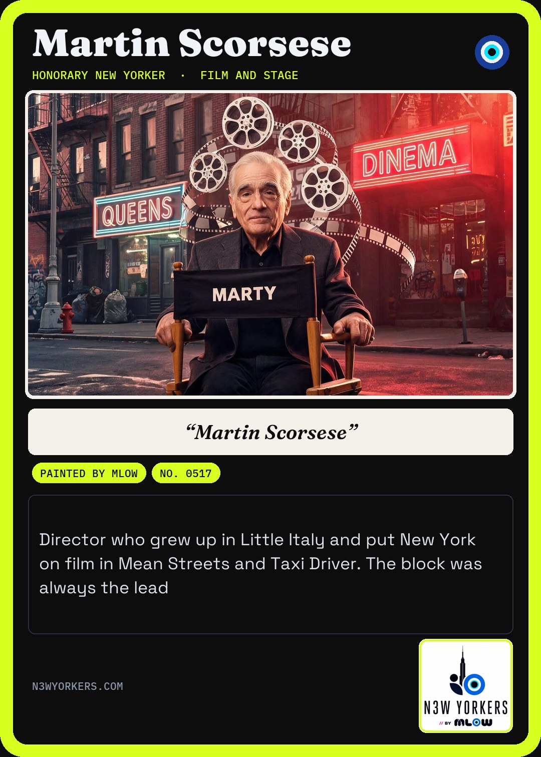 The Honorary card for Martin Scorsese, painted by MLow