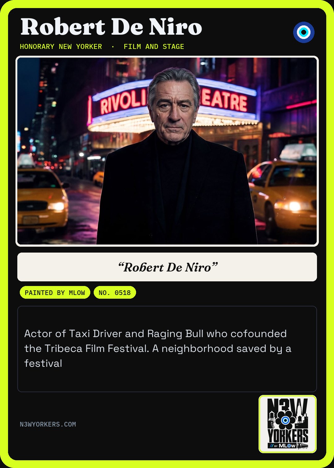 The Honorary card for Robert De Niro, painted by MLow