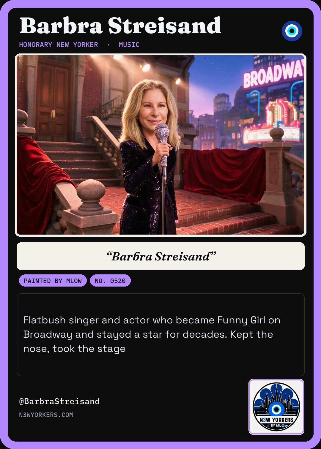The Honorary card for Barbra Streisand, painted by MLow