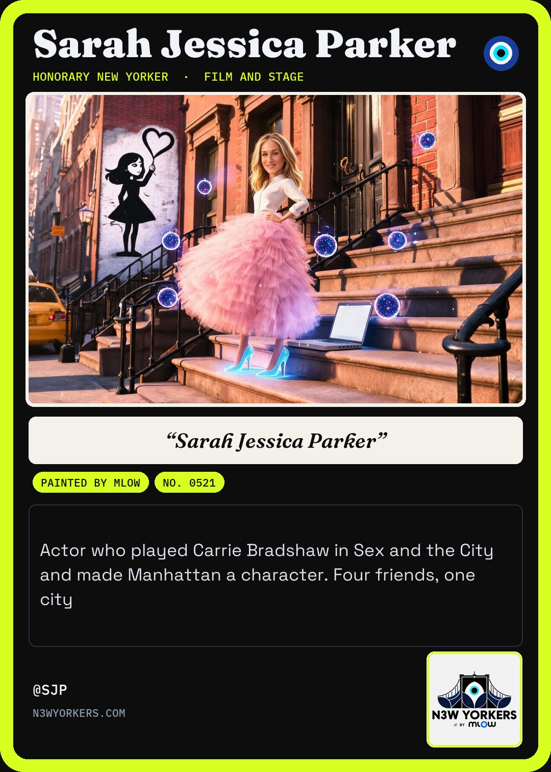 The Honorary card for Sarah Jessica Parker, painted by MLow