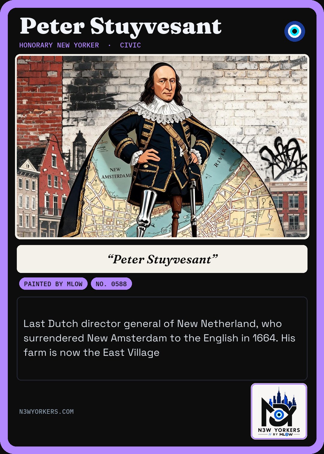 The Honorary card for Peter Stuyvesant, painted by MLow