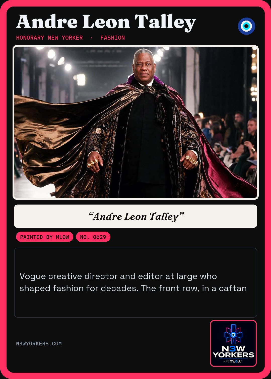 The Honorary card for Andre Leon Talley, painted by MLow