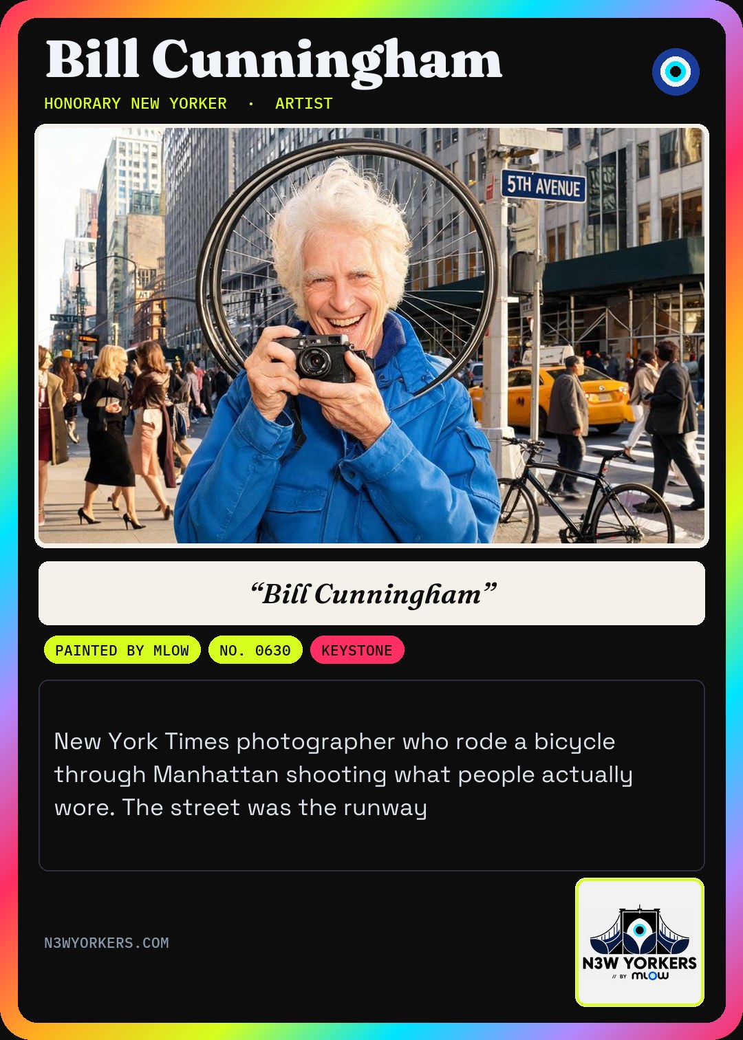 The Honorary card for Bill Cunningham, painted by MLow