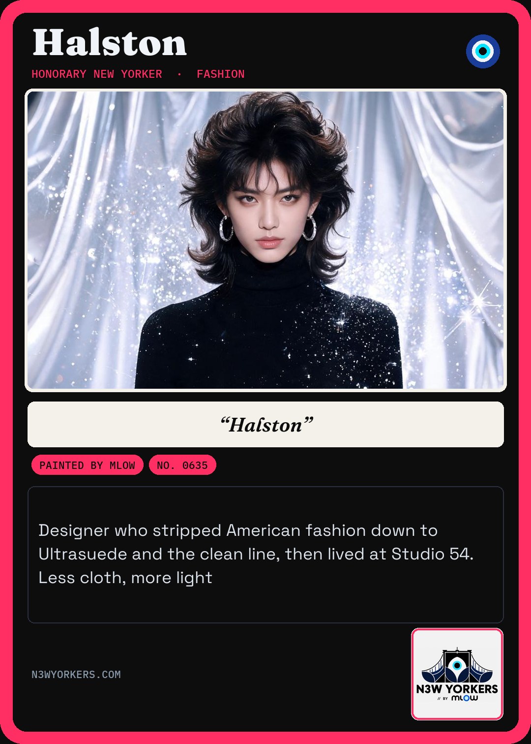The Honorary card for Halston, painted by MLow