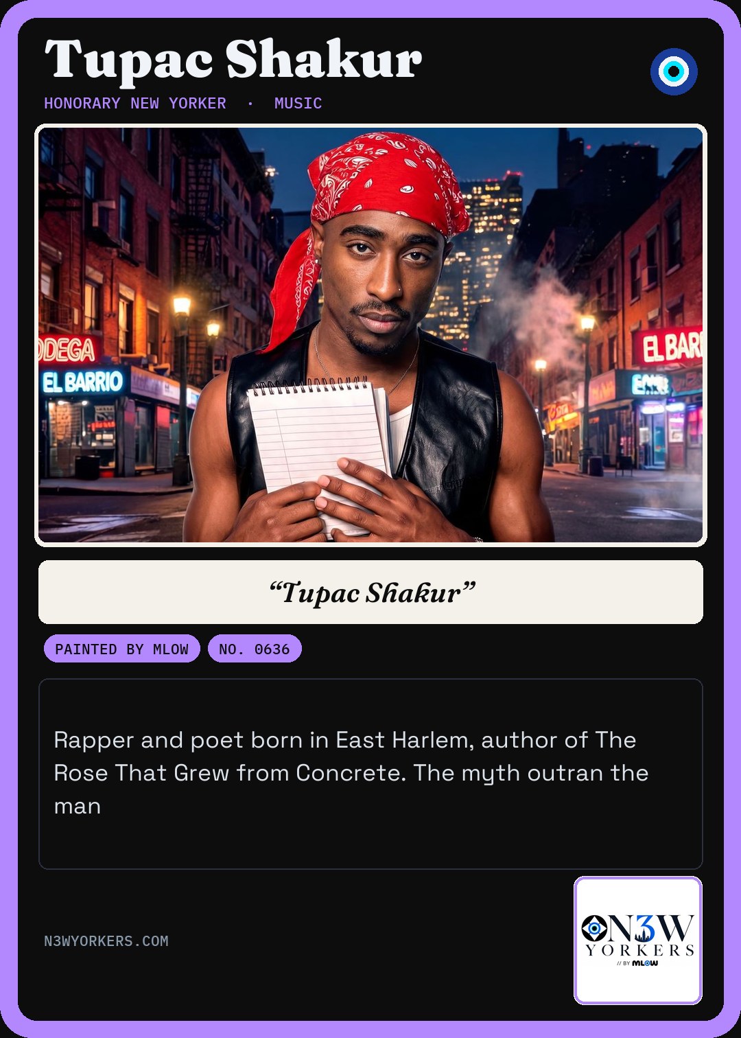 The Honorary card for Tupac Shakur, painted by MLow