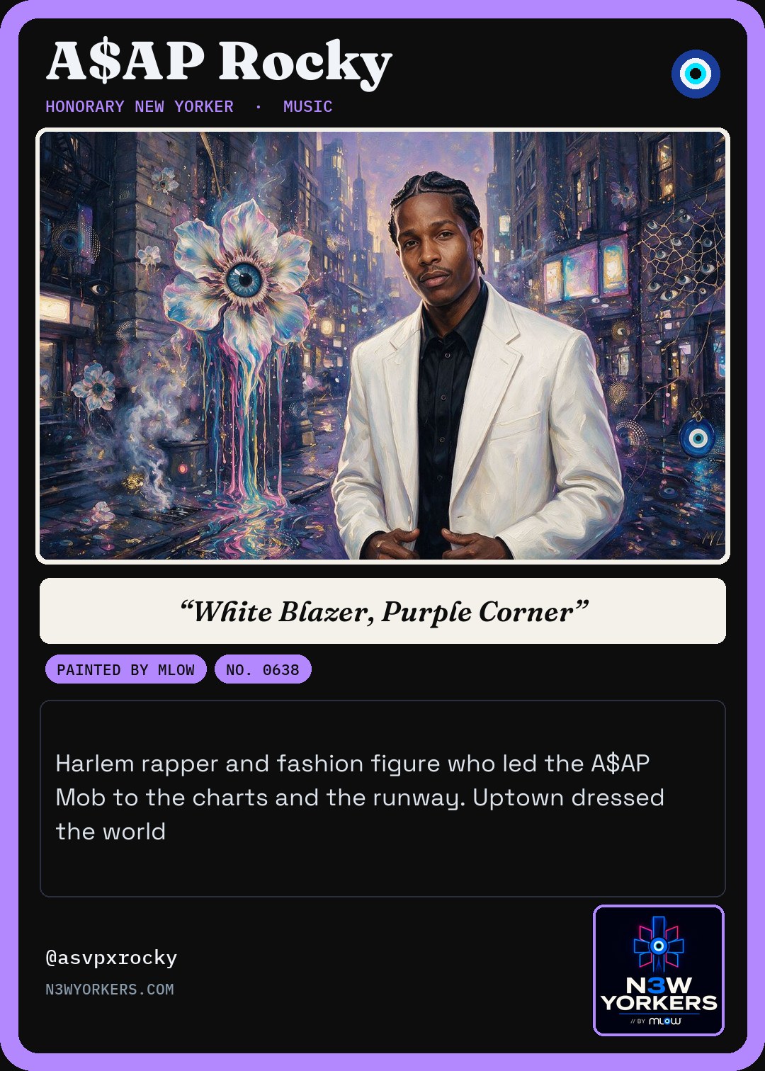 The Honorary card for A$AP Rocky, painted by MLow