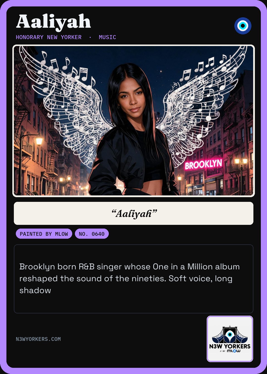 The Honorary card for Aaliyah, painted by MLow