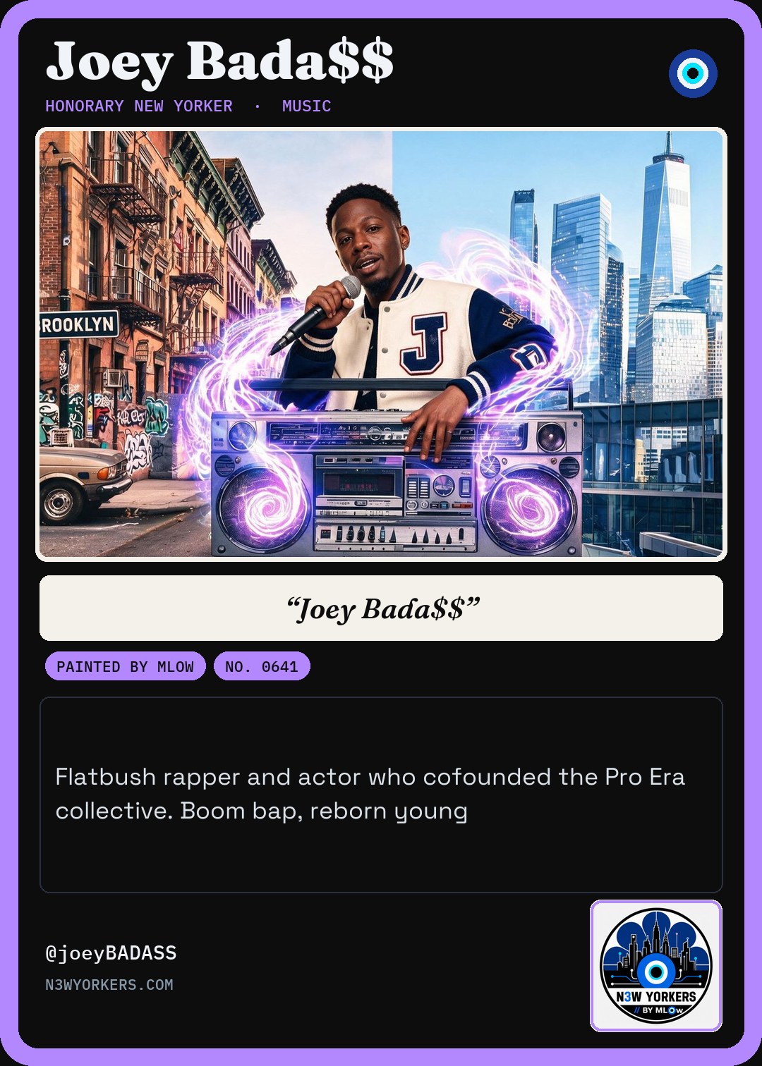 The Honorary card for Joey Bada$$, painted by MLow