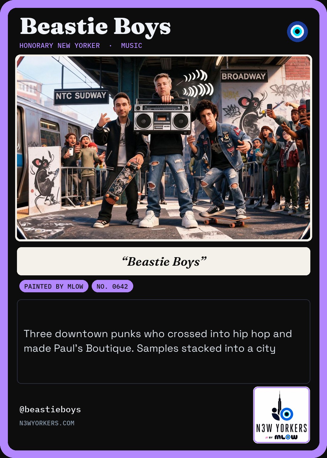 The Honorary card for Beastie Boys, painted by MLow