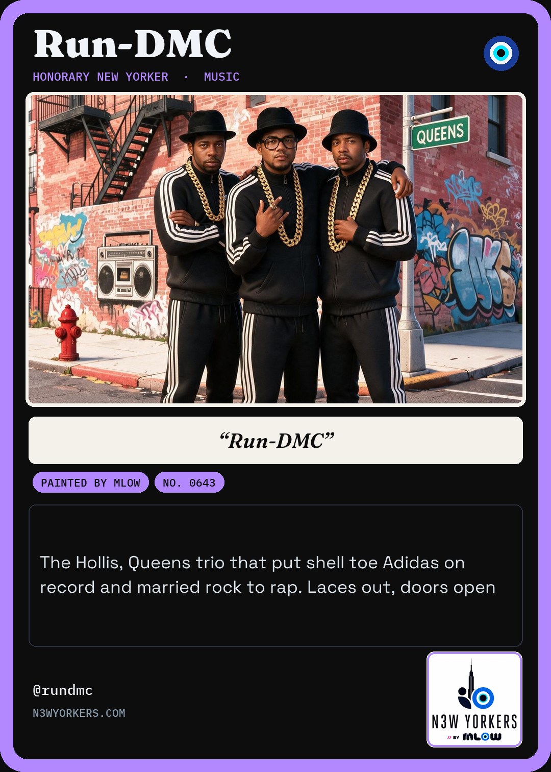 The Honorary card for Run-DMC, painted by MLow