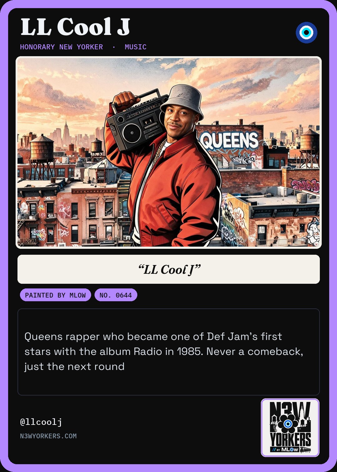 The Honorary card for LL Cool J, painted by MLow