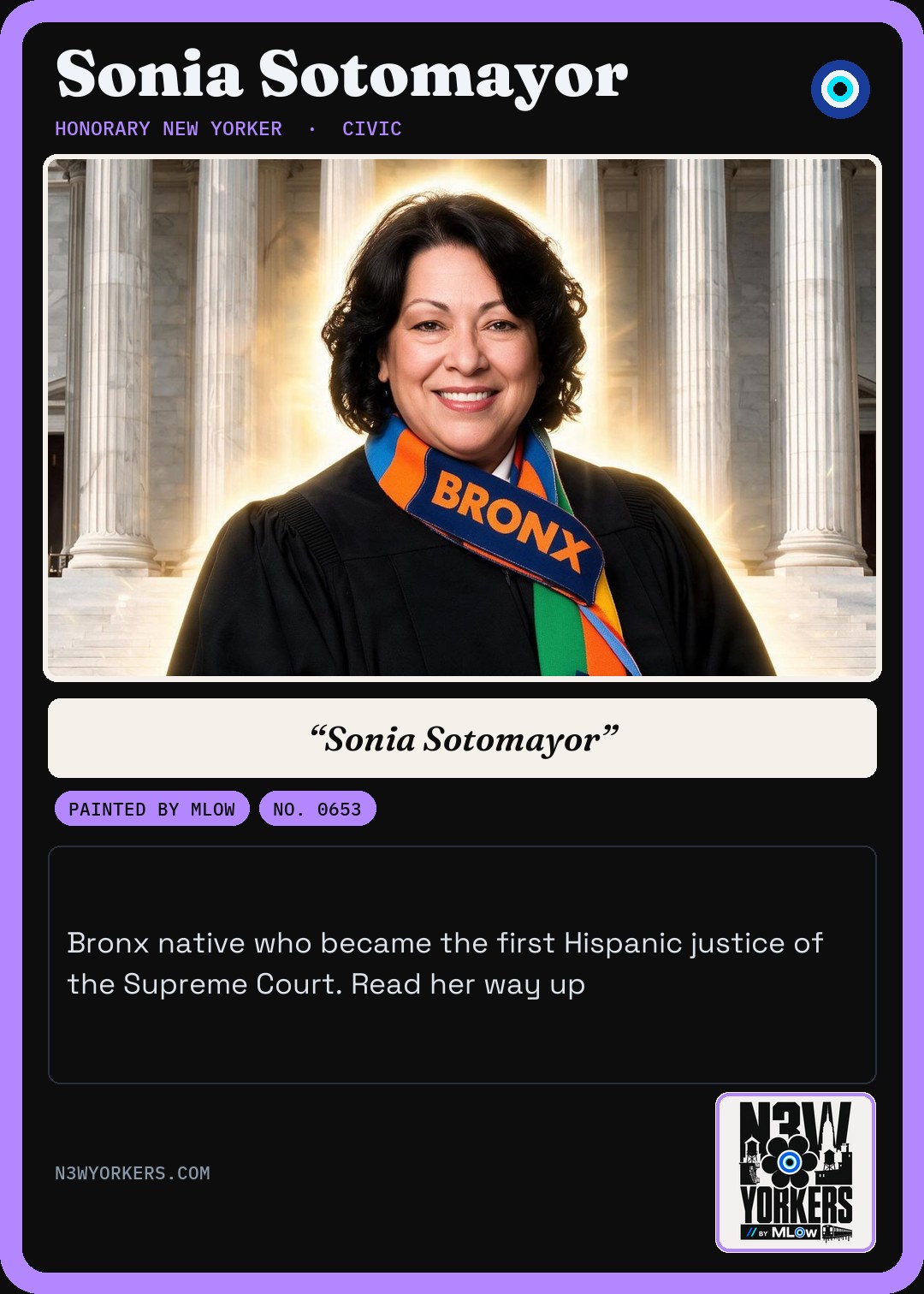 The Honorary card for Sonia Sotomayor, painted by MLow