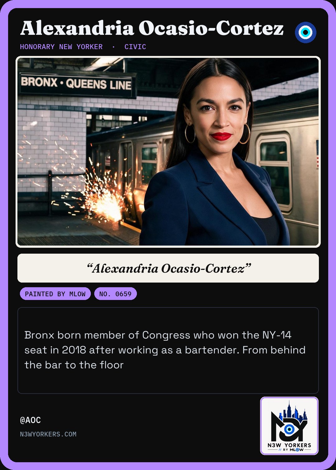The Honorary card for Alexandria Ocasio-Cortez, painted by MLow