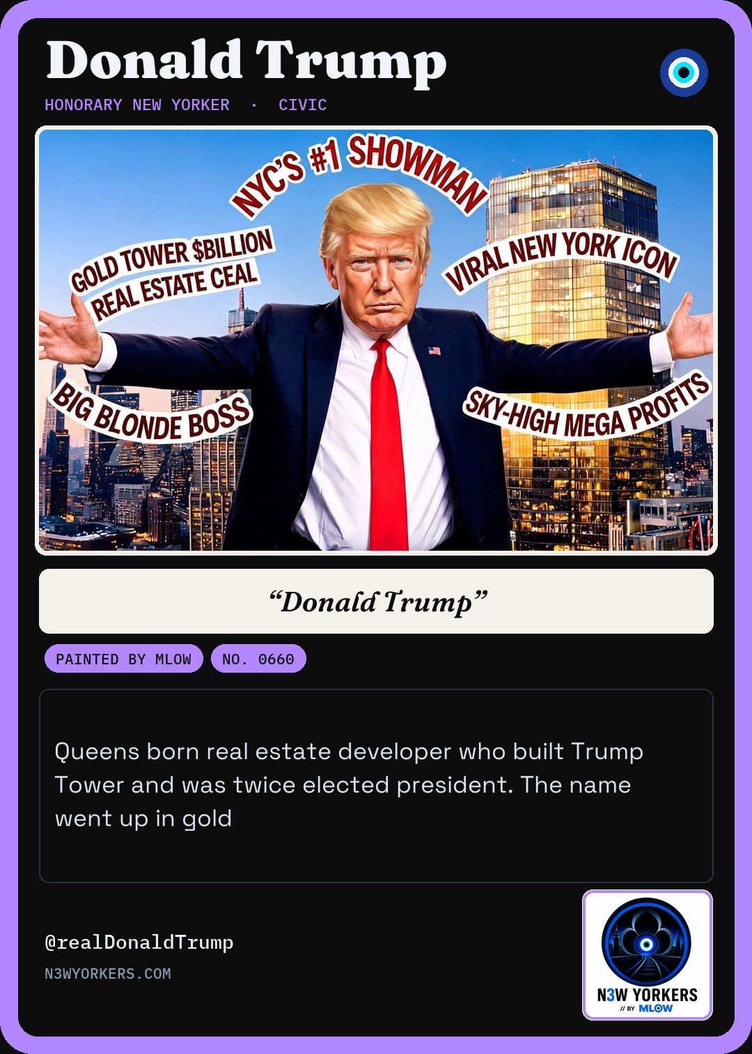 The Honorary card for Donald Trump, painted by MLow